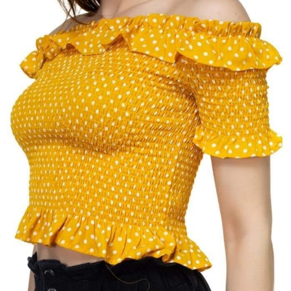 Smoked Off Shoulder Ruffle Top - Picture 2 of 3